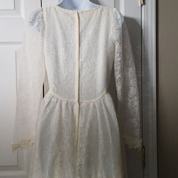 Gunne Sax 70's Romantic Renaissance Bridal sweetheart neckline Cream Sz 7 - Picture 10 of 12